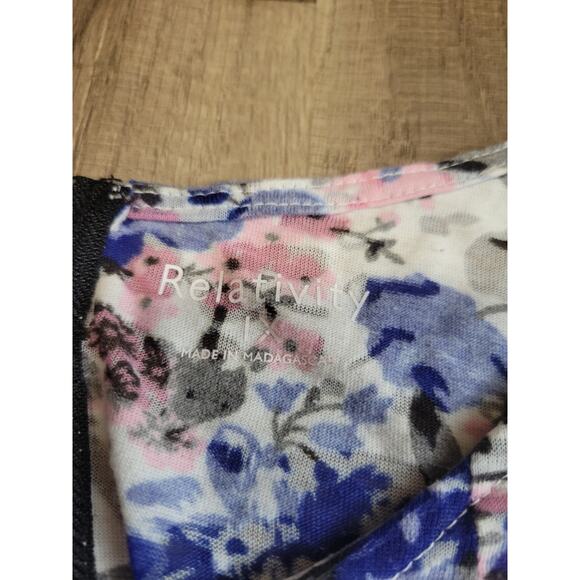 Relativity Blue Pink Floral Pattern Sleeveless Blouse Zipper Women's 1X - Picture 4 of 8